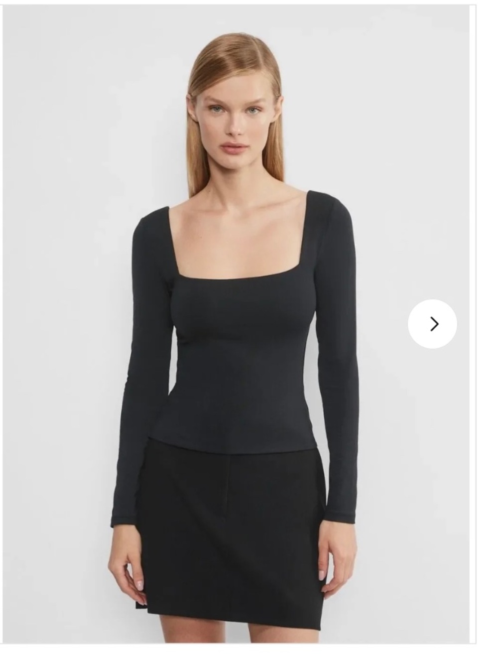 Aritzia Babaton Original Contour Squareneck Hip Longsleeve Top in Black 2XS